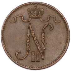 Монета 1 пенни 1909 года Русская Финляндия (реверс)