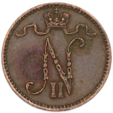 Монета 1 пенни 1909 года Русская Финляндия (реверс)