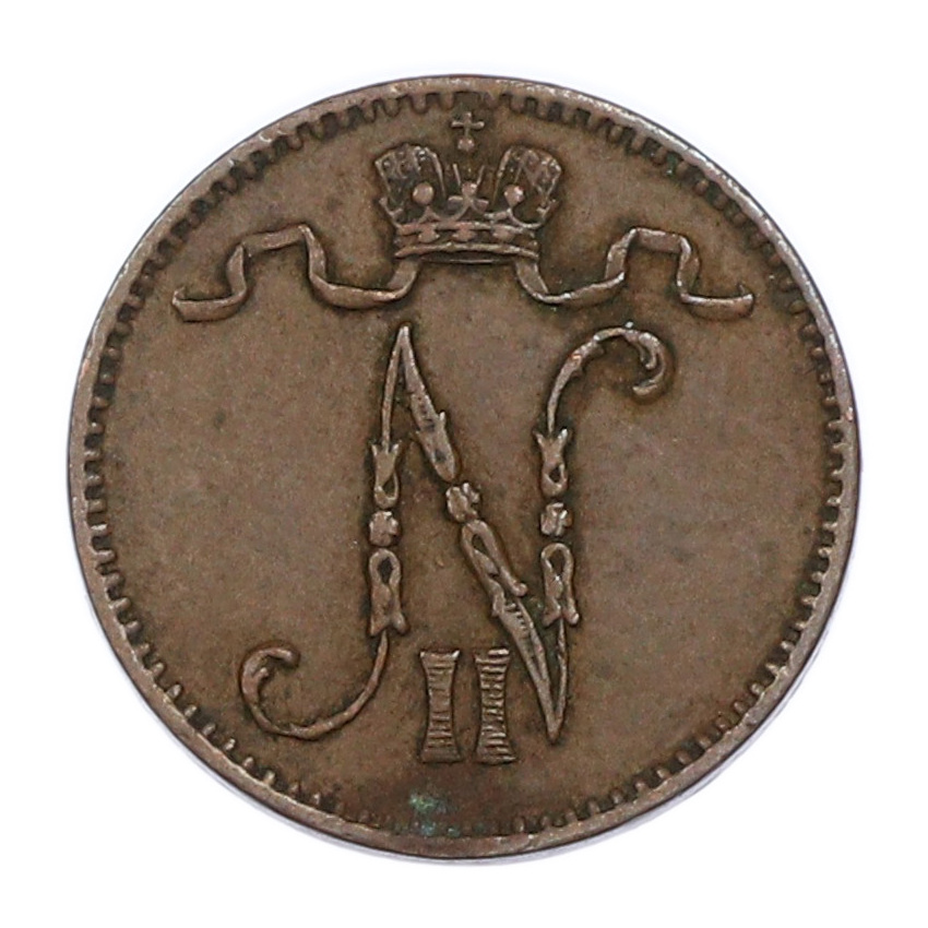 Монета 1 пенни 1909 года Русская Финляндия (вид 2)
