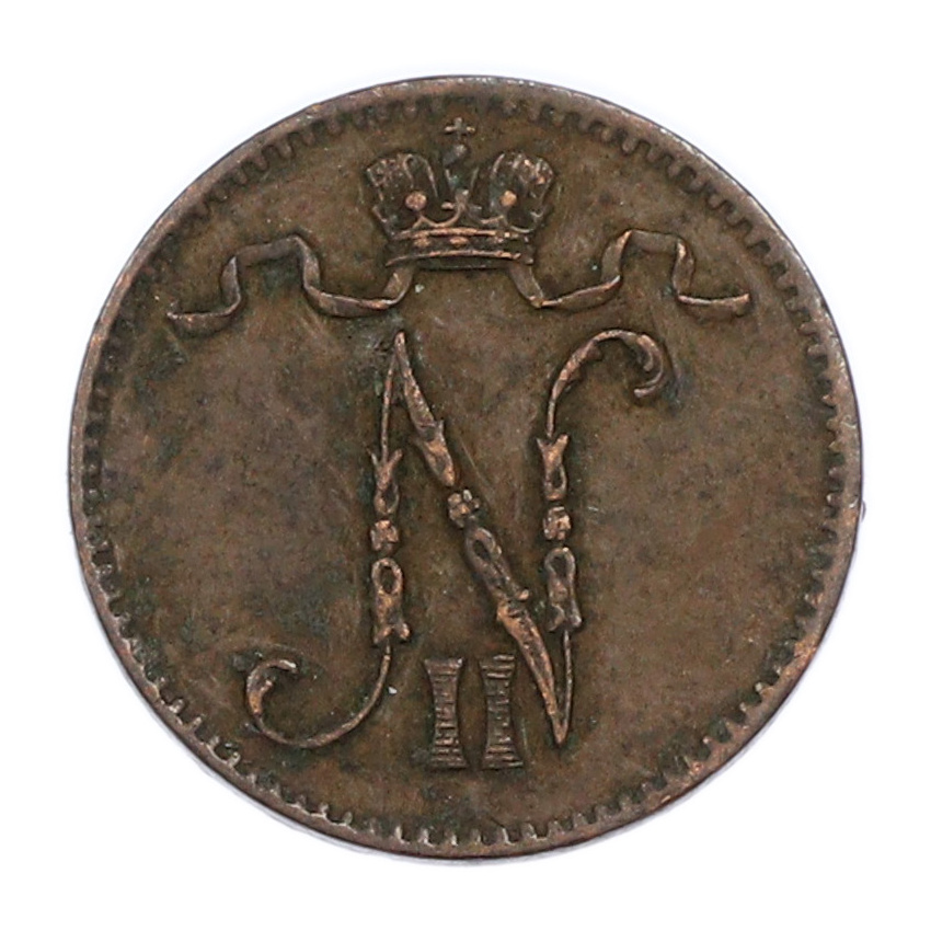 Монета 1 пенни 1909 года Русская Финляндия (вид 2)