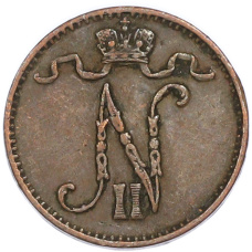 Монета 1 пенни 1907 года Русская Финляндия (реверс)