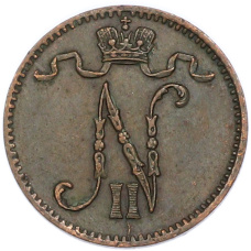 Монета 1 пенни 1907 года Русская Финляндия (реверс)
