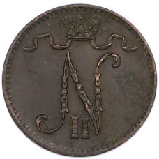 Монета 1 пенни 1907 года Русская Финляндия (реверс)