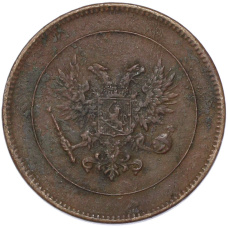 Монета 5 пенни 1917 года Русская Финляндия — Орел без корон (Временное правительство) (реверс)