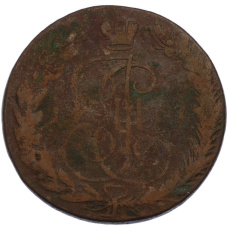 Монета 5 копеек 1767 года ЕМ (аверс)