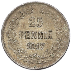 Монета 25 пенни 1917 года Русская Финляндия — Орел без корон (Временное правительство) (аверс)