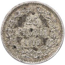 Монета 25 пенни 1916 года Русская Финляндия (аверс)