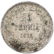 Монета 25 пенни 1915 года Русская Финляндия (аверс)