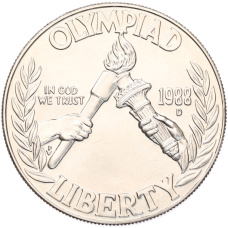 Монета 1 доллар 1988 года D США «XXIV летние Олимпийские Игры 1988 в Сеуле» (аверс)