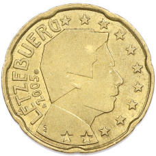 Монета 20 евроцентов 2005 года Люксембург (аверс)