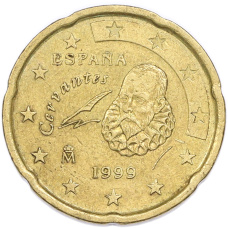 Монета 20 евроцентов 1999 года Испания (аверс)