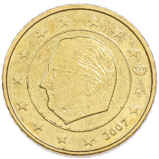 Монета 50 евроцентов 2007 года Бельгия (аверс)