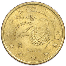 Монета 50 евроцентов 2000 года Испания (аверс)