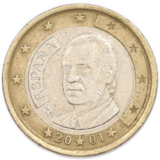 Монета 1 евро 2001 года Испания (аверс)