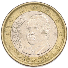 Монета 1 евро 2005 года Испания (аверс)