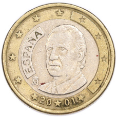 Монета 1 евро 2001 года Испания (аверс)