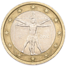 Монета 1 евро 2002 года Италия (аверс)