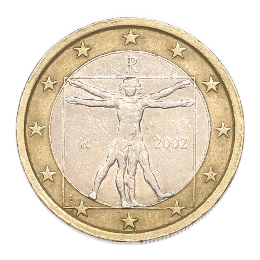 Монета 1 евро 2002 года Италия