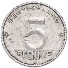 Монета 5 пфеннигов 1950 года A Восточная Германия (ГДР) (аверс)