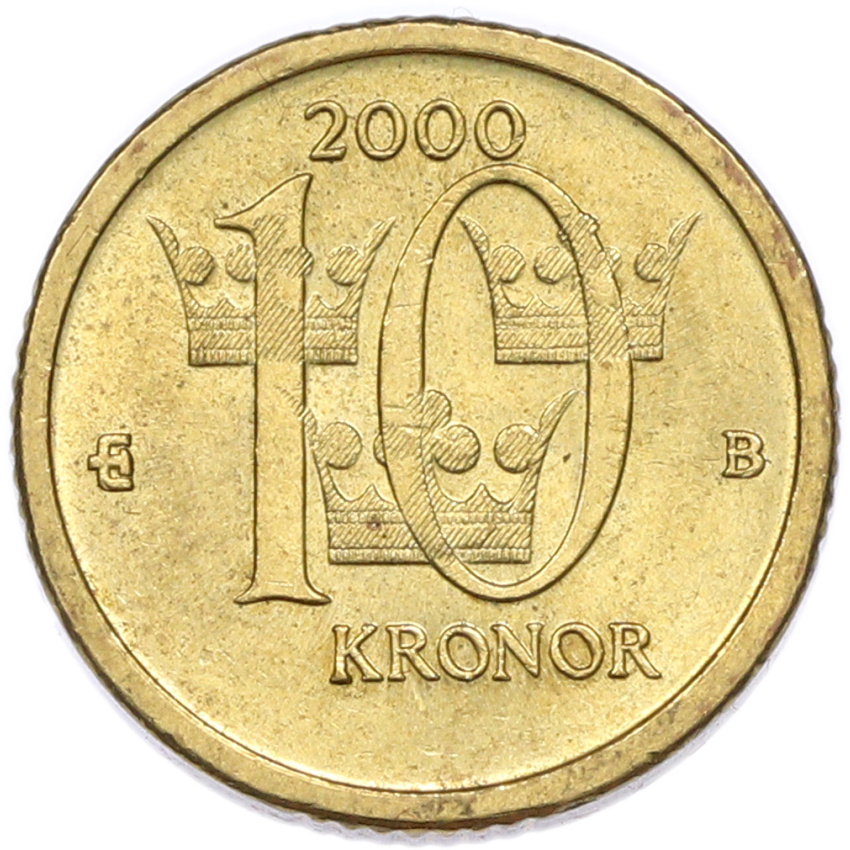 Монета 10 крон 2000 года Швеция