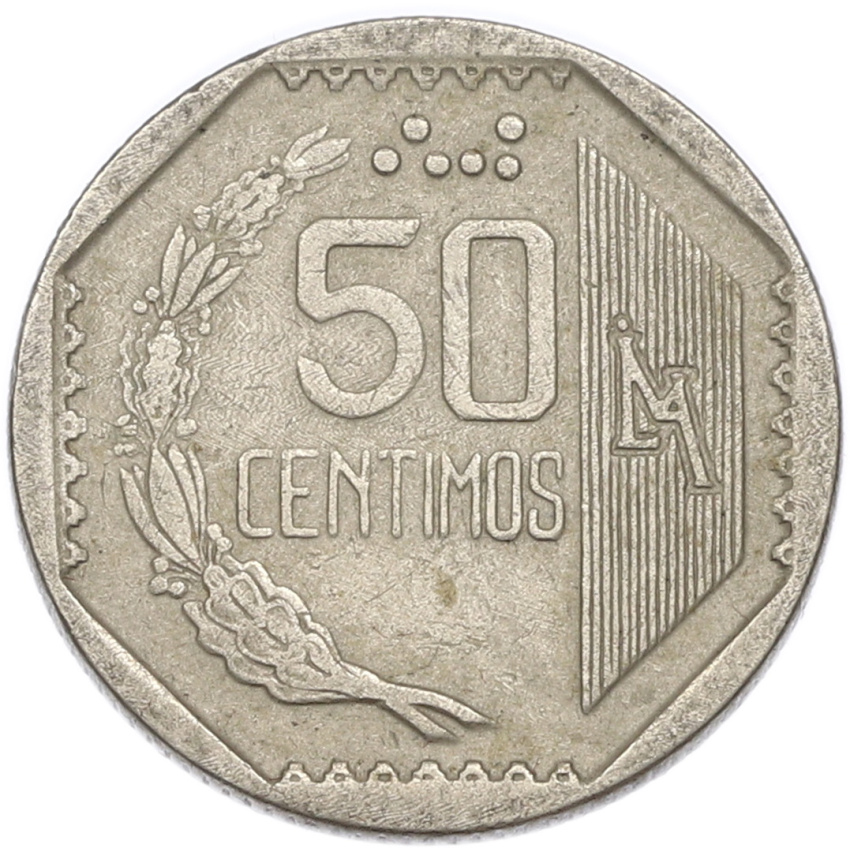 Монета 50 сентимо 1994 года Перу