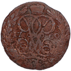 Монета Денга 1760 года (аверс)