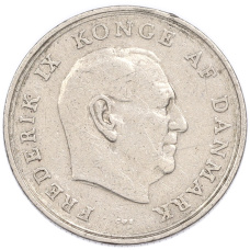Монета 1 крона 1963 года Дания (аверс)