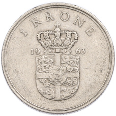 Монета 1 крона 1963 года Дания (реверс)