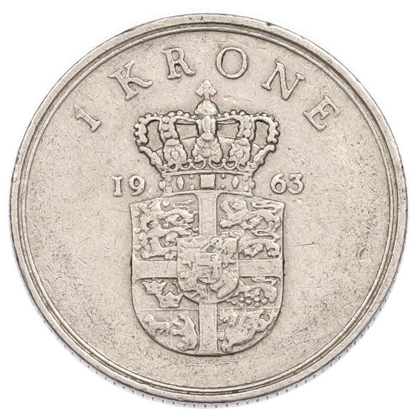 Монета 1 крона 1963 года Дания (вид 2)