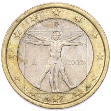 Монета 1 евро 2002 года Италия (аверс)