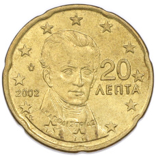 Монета 20 евроцентов 2002 года Греция (аверс)