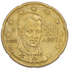 Монета 20 евроцентов 2002 года E Греция (аверс)
