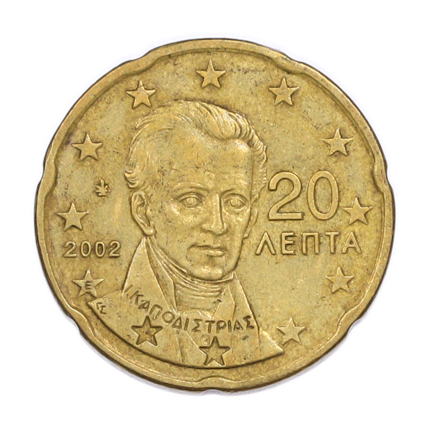 Монета 20 евроцентов 2002 года E Греция