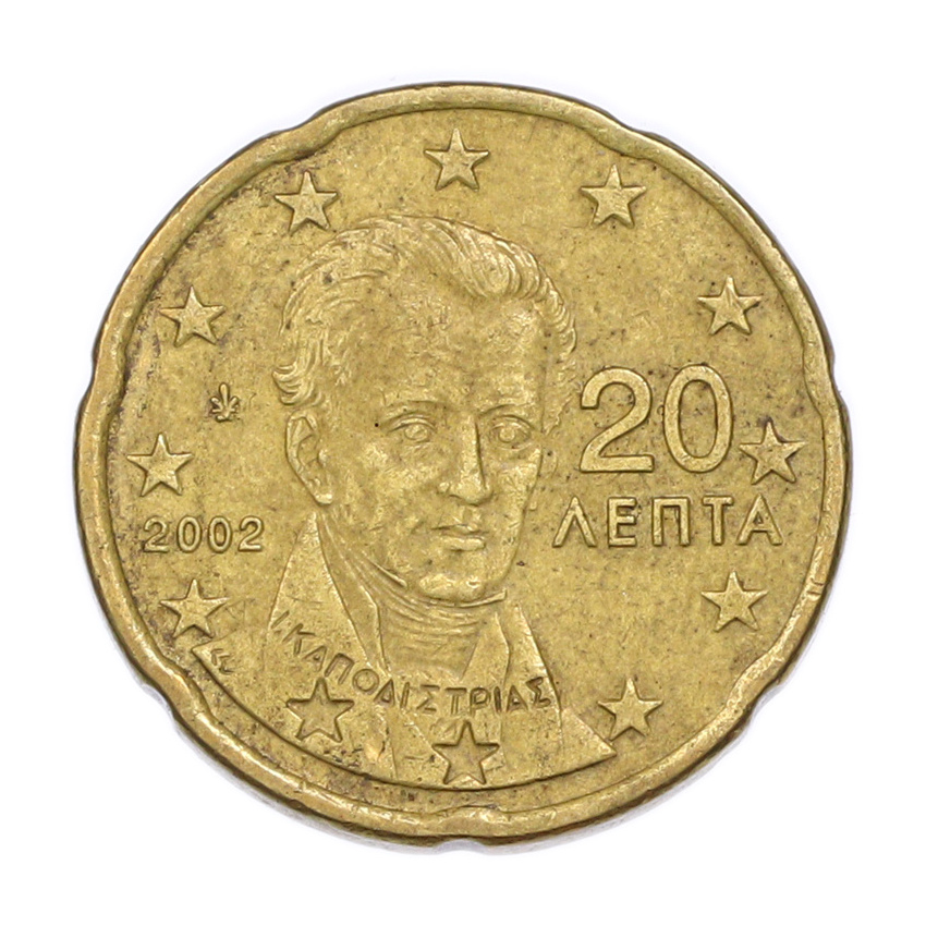 Монета 20 евроцентов 2002 года Греция