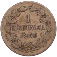 Монета 1 крейцер 1856 года Баден (аверс)