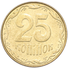 Монета 25 копеек 2009 года Украина (аверс)