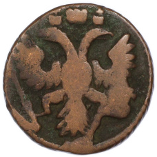 Монета Полушка 1735 года (реверс)
