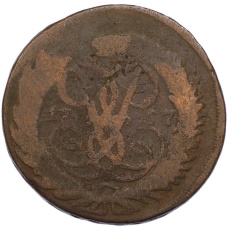 Монета 2 копейки 1757 года (аверс)