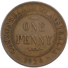 Монета 1 пенни 1920 года Великобритания (аверс)