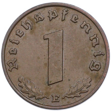 Монета 1 рейхспфенниг 1938 года E Германия (реверс)
