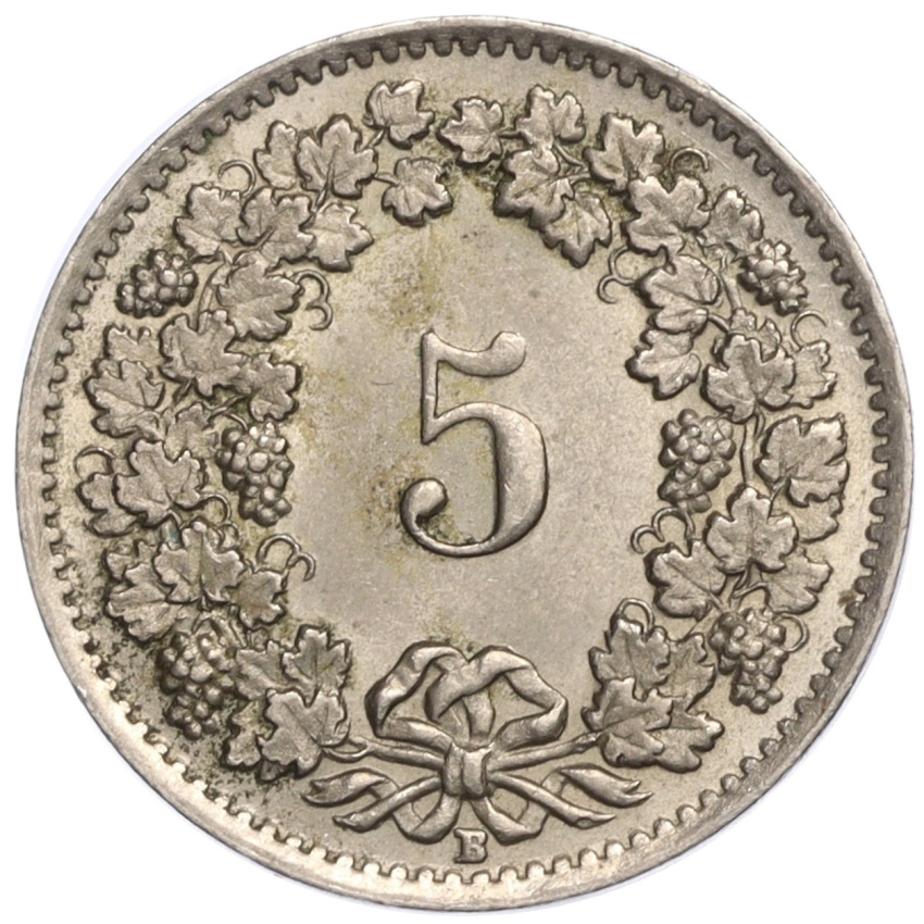 5 раппенов 1948 года Швейцария (вид 2)