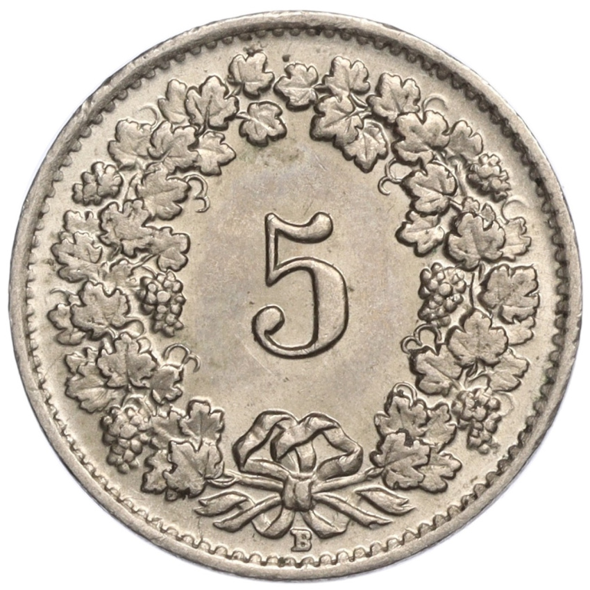 5 раппенов 1949 года Швейцария (вид 2)