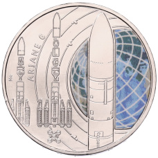 Монета 5 евро 2026 года J Германия «Исследование космоса — Ариан 6» (аверс)