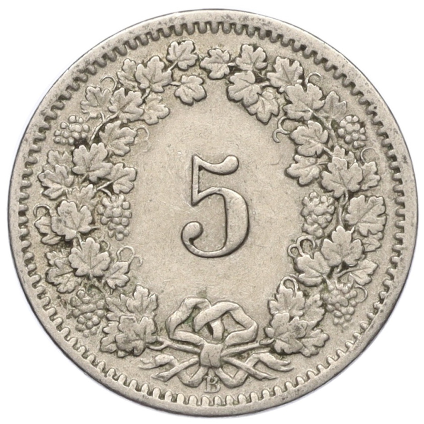 5 раппенов 1913 года Швейцария (вид 2)