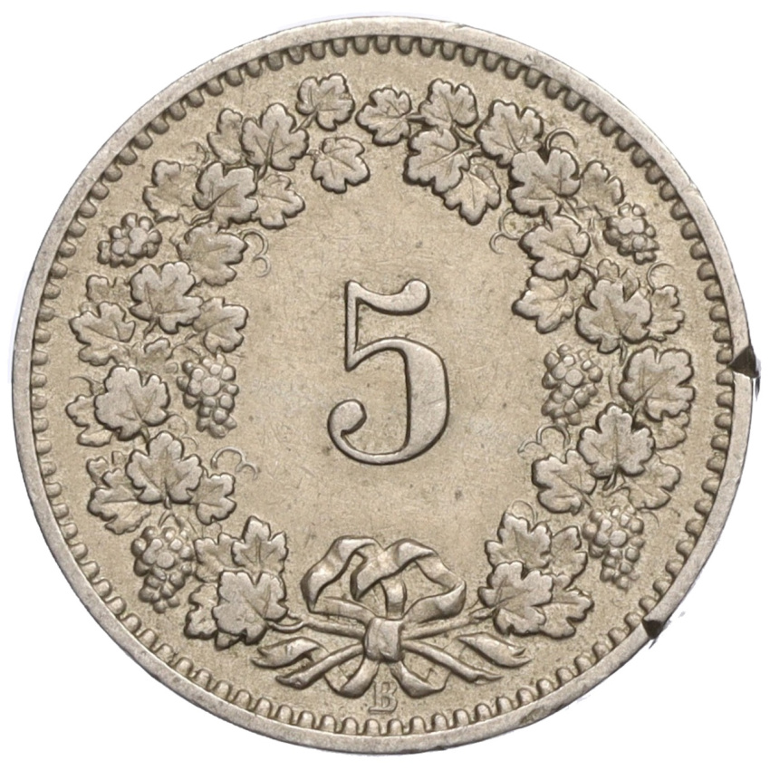 5 раппенов 1882 года Швейцария (вид 2)