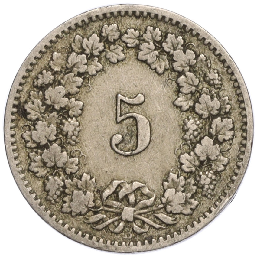 5 раппенов 1884 года Швейцария (вид 2)