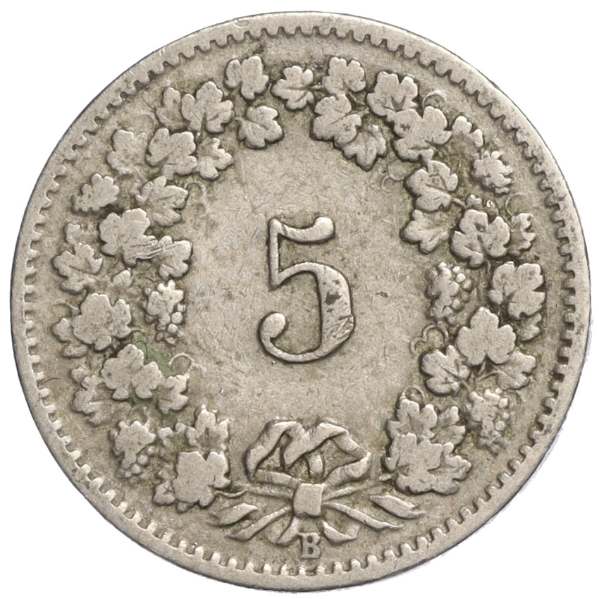 5 раппенов 1901 года Швейцария (вид 2)