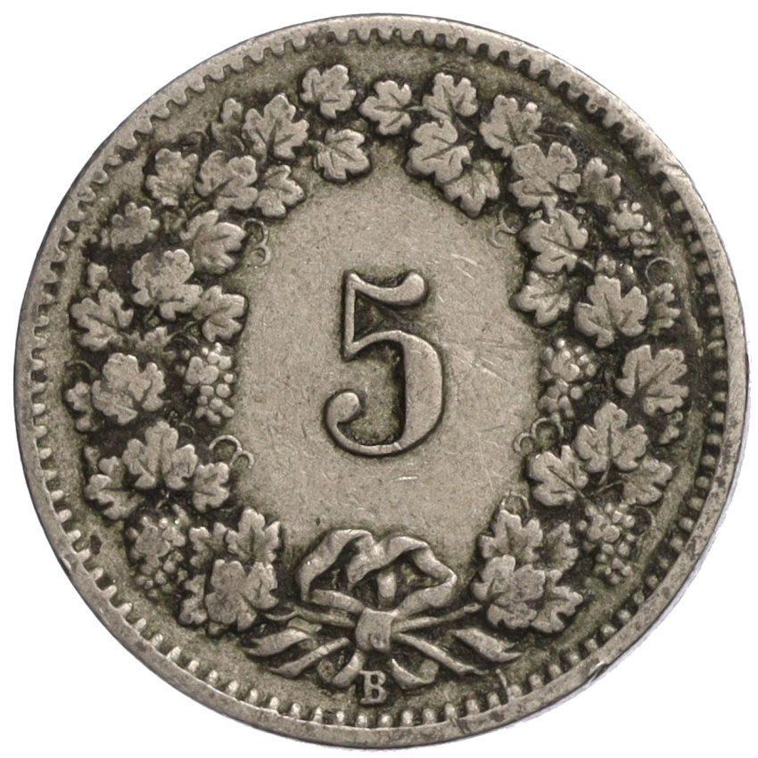 5 раппенов 1902 года Швейцария (вид 2)