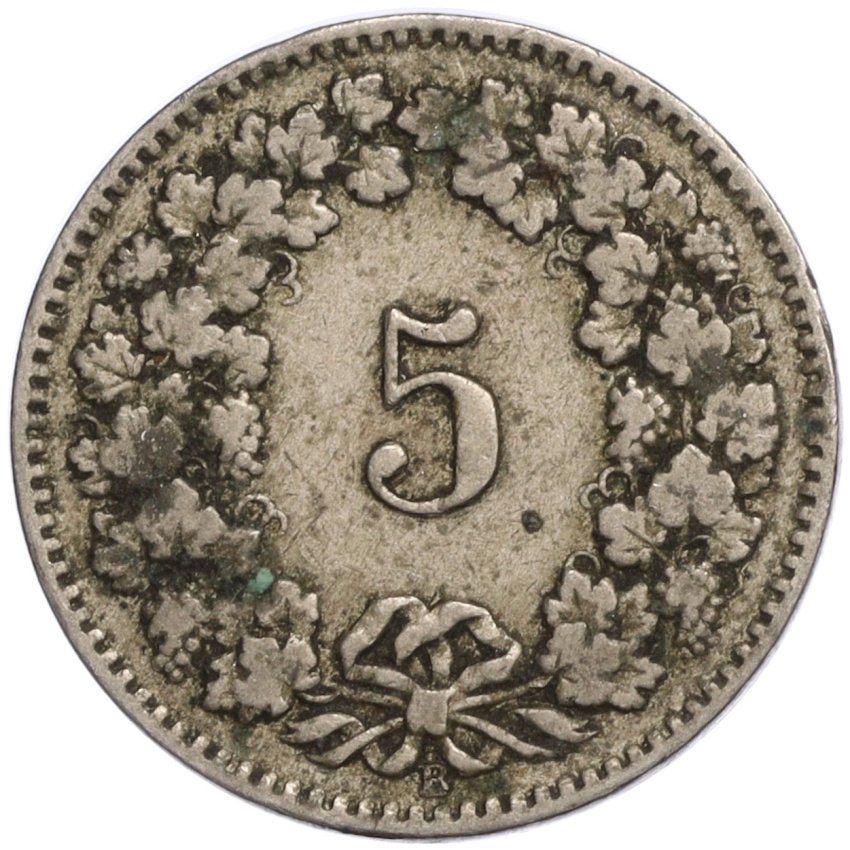 5 раппенов 1917 года Швейцария (вид 2)