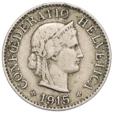 Монета 5 раппенов 1915 года Швейцария (аверс)